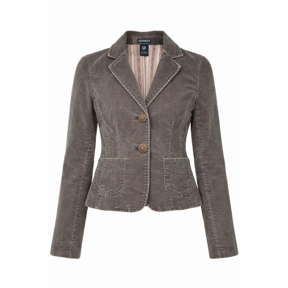 Vintage GAP Stretch Corduroy Blazer Womens 2 Taupe Preppy Academia Y2K Fall '04